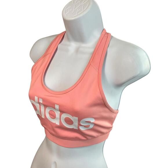 adidas Sports Bra XL Pink Sporty Logo Training Running Activewear D68154 - Picture 1 of 9